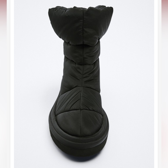 Zara Black Quilted Ankle Boots - Picture 2 of 4